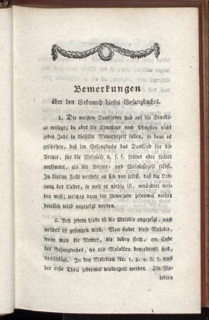 Bemerkungen über den Gebrauch dieses Gesangbuches.
