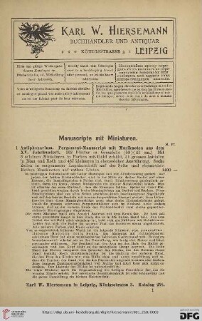 Manuscripte mit Miniaturen (Nr. 1 - 10)