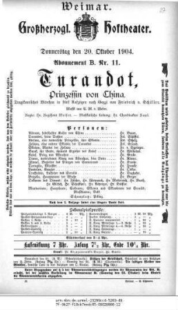 Turandot, Prinzessin von China