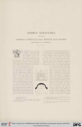Andrea Sansovino, eigentlich Andrea Contucci dal Monte San Savino, Bildhauer und Architekt
