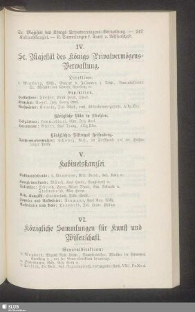 IV. Sr. Majestät des Königs Privatvermögens-Verwaltung