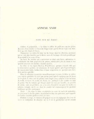 Annexe XXIII. Note sur le tabac