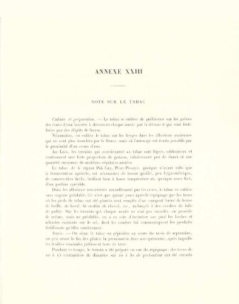 Annexe XXIII. Note sur le tabac