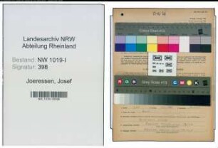 Entnazifizierung Josef Joeressen , geb. 30.10.1906 (Schlosser)