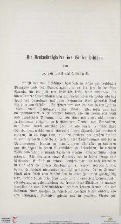 Die Denkwürdigkeiten des Grafen Dikthum