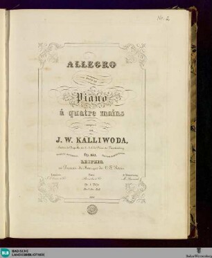 Allegro pour le piano à quatre mains : op. 162