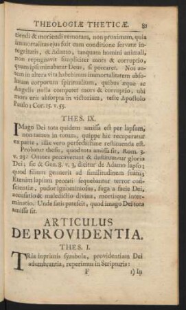 Articulus De Providentia.