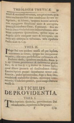 Articulus De Providentia.