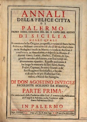 Annali della felice città di Palermo ...