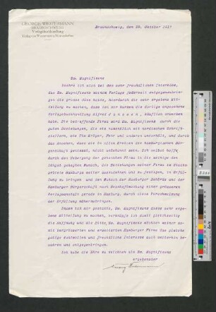 Brief an Werner von Melle
