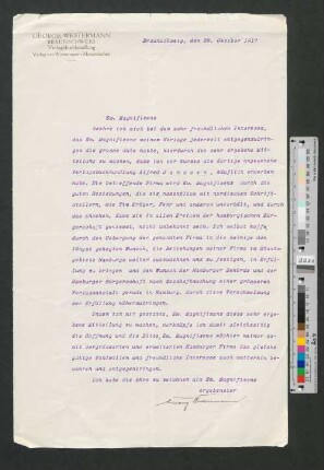 Brief an Werner von Melle