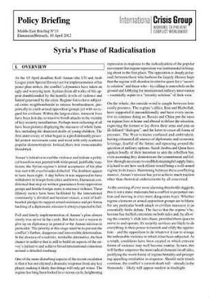 Syria's phase of radicalisation