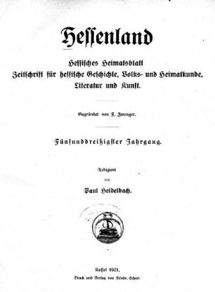 Nr. 1, Januar-Heft 1921