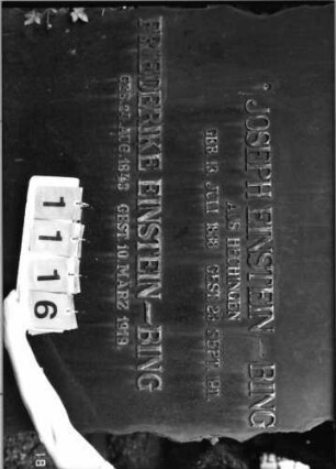 Grabstein 1116 [Hahn S. 61 Grab-Nr. 1595/96]: Grabstein 1116 (Detailaufnahme) [Hahn S. 61 Grab-Nr. 1595/96]