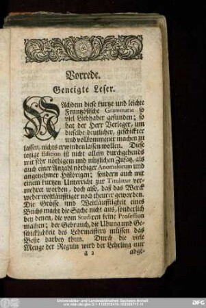 Vorrede. Geneigte Leser.