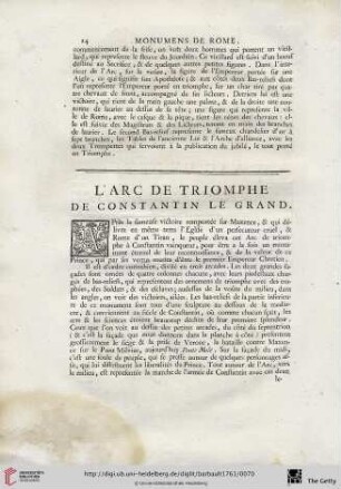L’arc de Triomphe de Constantin le Grand