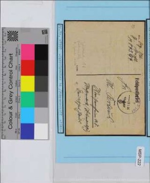 Privat-Feldpost-Vordruckbrief, Schiffsname/Landeinheit: 2. Sperrbrecher-Flottille Sperrbrecher 16, Feldpostnr. 07597; Frankatur, Mi.-Nr.: [Keine]; Poststempel: Feldpost f 09.1.44; Nebenstempel: [Keine]
