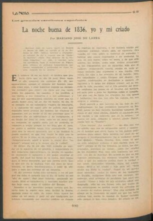 Los grandes escritores españoles : La noche buena de 1836, yo y mi criado