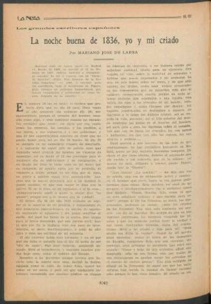 Los grandes escritores españoles : La noche buena de 1836, yo y mi criado