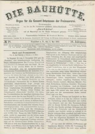 No. 18. Frankfurt a. M., den 3. Mai 1913. 56. Jahrgang.