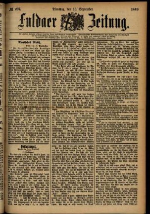 Ausgabe vom Dienstag, den 10. September 1889.