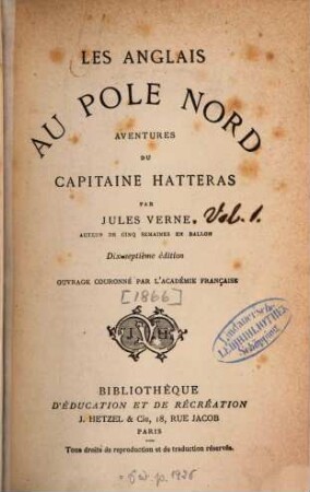 Aventures du Capitaine Hatteras : Par Jules Verne. 1