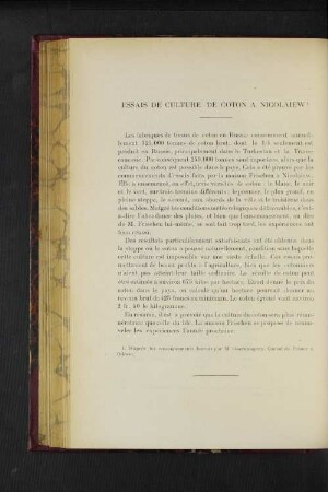 Essais De Culture De Coton A Nicolaiew.