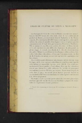 Essais De Culture De Coton A Nicolaiew.