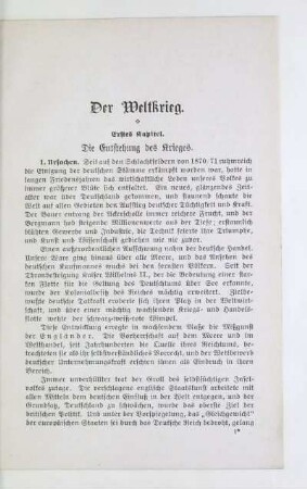 Erstes Kapitel. Die Entstehung des Krieges