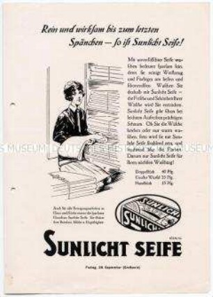 Werbeblatt für Sunlicht-Seife