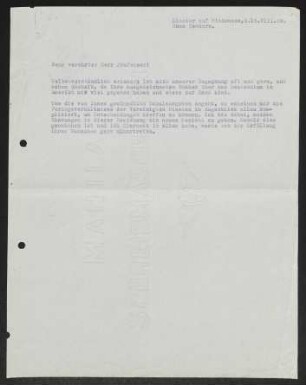 Brief von Gerhart Hauptmann an Albert Bernhard Faust