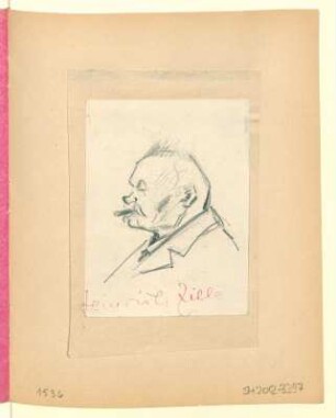 Profil eines Mannes mit Zigarre und Zwirbelbart