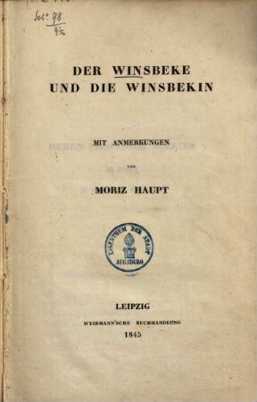 Der Winsbeke und die Winsbekin