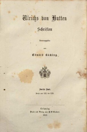 Ulrichs von Hutten Schriften, 2. Briefe von 1521 - 1525
