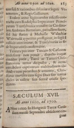 Saeculum XVII. Ab anno 1600. ad 1700.