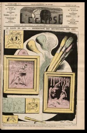 Le salon de 1875 -- distribution des récompenses, par Gill