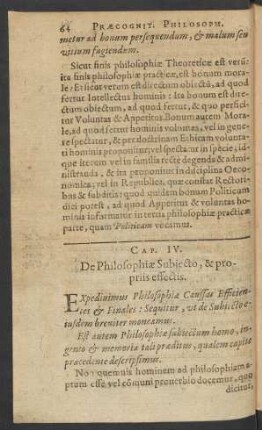 Cap. IV. De Philosophiae Subiecto, & propriis effectis.