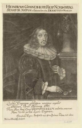 Heinrich (II.) Grundherr, Ratsherr; geb. 15. November 1628; gest. 13. März 1677