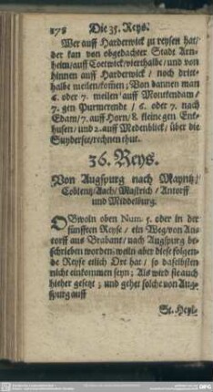 36. Reys. Von Augspurg nach Mayntz, Coblentz, Aach, Mastrich, Antorff und Middelburg