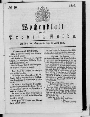 Nr. 16, Ausgabe vom 18. April 1840 [S. 288/289 fehlt]