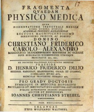 Fragmenta Qvaedam [quaedam] Physico-Medica