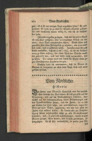 Vom Nordlichte. Historie.