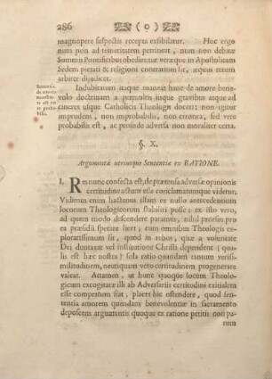 § X. Argumenta utriusque Sententiae ex RATIONE.