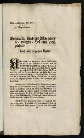 A1r-C2r, Hochwürdig- Hoch- und Wohlgebohrne, Hochedle, Vest- und Hochgelehrte, Hoch- und vielgeehrte Herren!