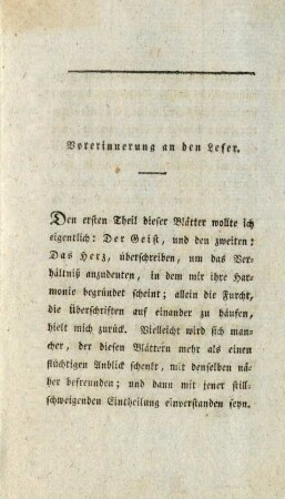 Vorerinnerung an den Leser