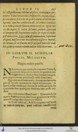 In Librum II Scholia Philippi Melancthonis