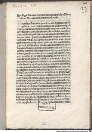 Oratio ad Innocentium VIII. pontificem maximum : 1485.02.04