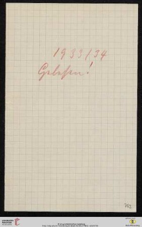 1933/34 Gelesen! [leerer Umschlag]