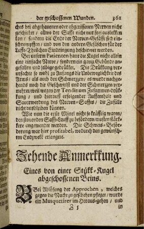 Zehende Anmerkkung. Eines von einer Stükk-Kugel abgechossenen Beins.