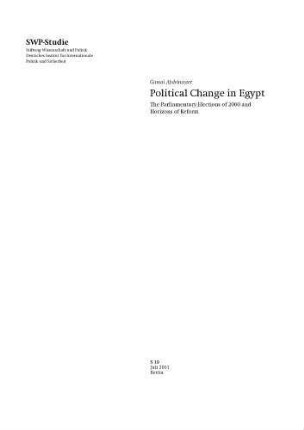 Political change in Egypt : the parliamentary elections of 2000 and horizons of reform